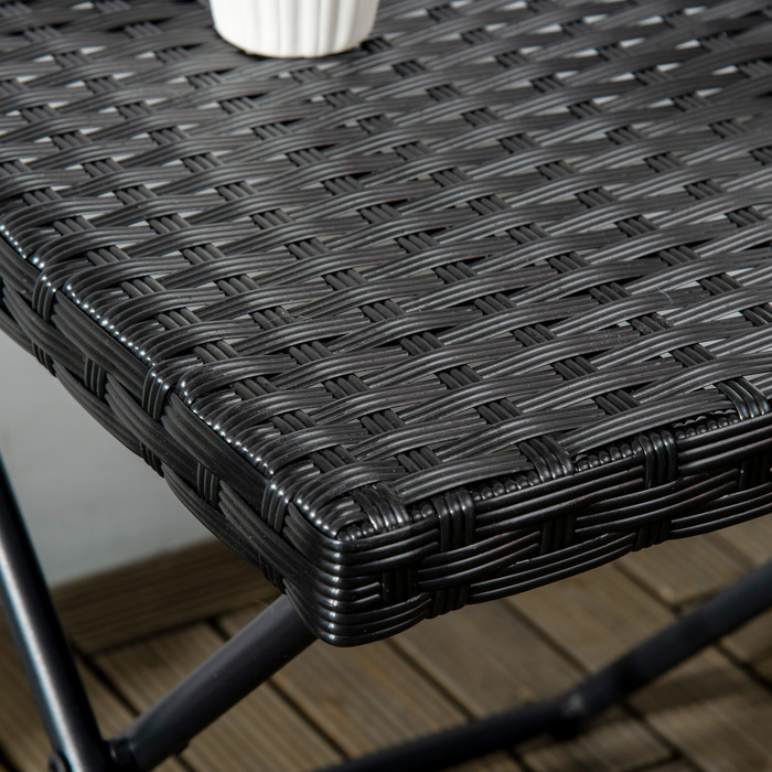 Outsunny Side Table Розкладний садовий стіл з полі ротанга, журнальний столик для балкона, метал чорний 40 x 40 x 40 x 40 см