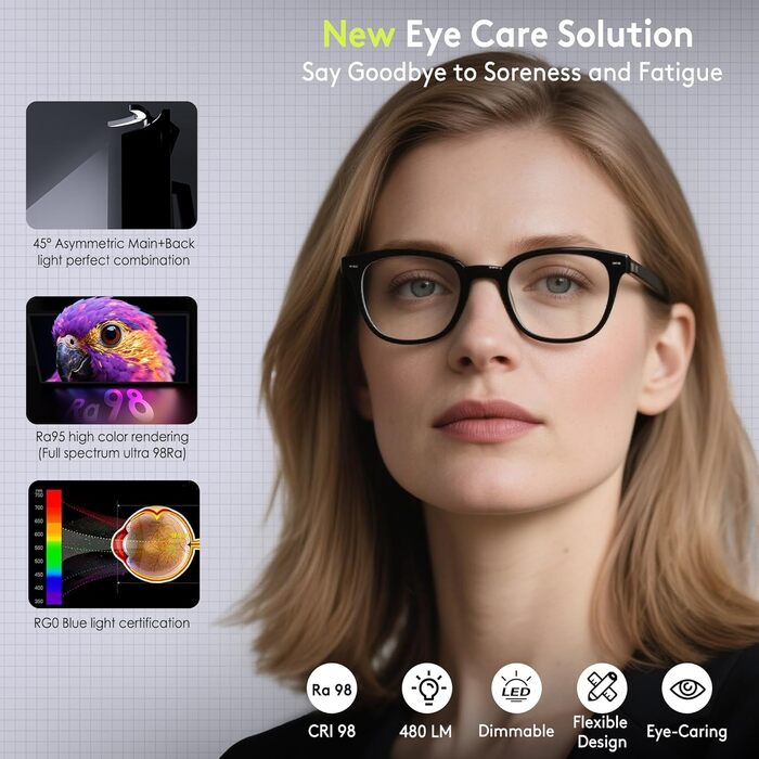 Quntis Лампа для монітора з регулюванням кута та пультом дистанційного керування, 66 см, тепле світло, авто-диммування, без мерехтіння, захист від блакитного світла, настільна лампа