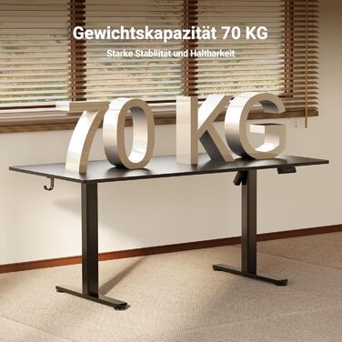 Регульований стіл Claiks 120x60 см, електричний, з пам'яттю, з гачками | Стіл для стоячи та сидячи