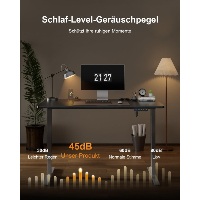 Регульований стіл з підняттям USB-портами та розеткою, 100 x 60 см. Електричний стіл, комп'ютерний стіл з пам'яттю 3-ох функцій, білий колір (чорний, 100 x 60 см)