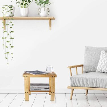 Вінтажний бамбуковий пуф-табурет - 27x23x25 см. Міцний, з неслизьким сидінням. Пуф, табурет, приліжний столик, дитячий стільчик, підставка.