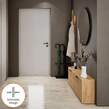 Взуттєва шафа Planetmöbel вузька з економною полицею, 6 полиць, комод для взуття для передпокою, коридору, гардеробу 60 x 23 x 118 см, білий сірий (2 дверцята, золотий дуб)