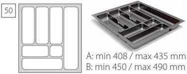 Вставка для столових приладів висувний ящик для столових приладів Comfort Universal / / Розмір 810-835 мм / сріблясто-сірий (для висувних ящиків 50-х років)
