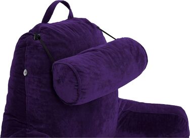 Подушка для чоловіків з підлокітниками - сіра, для читання та відпочинку в ліжку. Преміум піна з ефектом пам'яті, знімна подушка для шиї на еластичному шнурі.