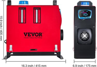 Електрична дизельна пічка опалення VEVOR 12V, 8kW, для авто, RV, човнів, вантажівок, будинків на колесах, автобусів, з вихлопним патрубком (1 вихід)