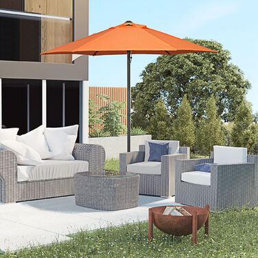 Outsunny Parasol Ø196 см, поворотна парасолька з функцією складання, шестикутна балконна парасолька пляжна парасолька вітрозахисна стабільна ринкова парасолька Crank Parasol Захист від сонця для пляжу Балконний сад, помаранчевий