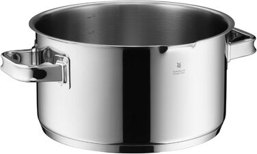 Каструля WMF Function 4 Stielkasserolle 16 см з кришкою з термоскла, 1,4 л, для індукційних плит, Cromargan® нержавіюча сталь, 4 функції зливу, внутрішня мірка, срібна