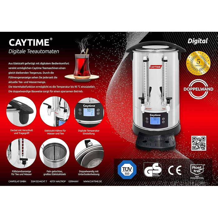 Цифровий чайник-самовар Teemaschine D6 з подвійними стінками, 6 літрів