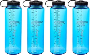 Пляшка для води Nalgene HDPE, широкий мундштук, без бісфенолу А, 1,42 л, унісекс для дорослих, синя 4 упаковки