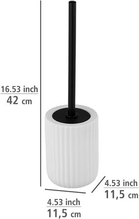 Набір для туалету WENKO Belluno, високоякісний тримач для щіток з міцної кераміки з сучасними вигинами, змінна насадка для щіток, м'яка на дотик рифлена поверхня / чорний, Ø 11,5 х 42 см (білий)