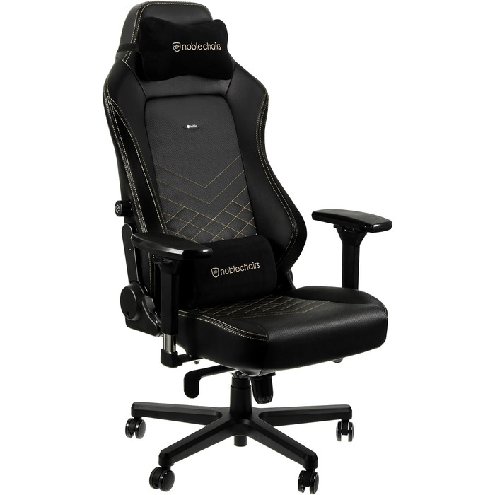 Noblechairs HERO: ігровий крісло, офісне крісло, крісло для роботи - PU-шкіра, чорний/золотий