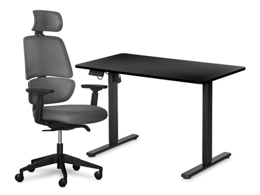 Комплект Mealux PowerDesk Lite Black + Leo Air Plus Grey (арт. EVO-201 Lite B/B +Y 546 KBG)