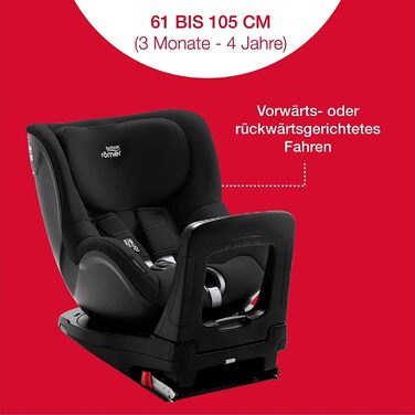 Дитяче автокрісло BRITAX RMER DUALFIX 2 Z-LINE, обертається на 360 для дітей від 61 до 105 см (i-Size), від 3 місяців до 4 років, (з фіксованим ISOFIX, Space Black)