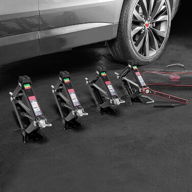 Гідравлічний домкрат Heyner 2т з чохлом, 17мм тріскачкою, гумовою накладкою, висота підйому 98-442мм. Автомобільний домкрат-ножиці, сертифікат TÜV/GS