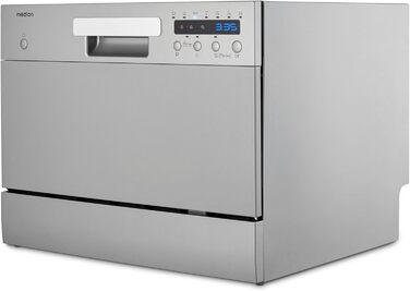 Посудомийна машина MEDION DWT60, 6 комплектів, 7 програм, ECO, AquaStop, LED дисплей, захист від дітей, срібна