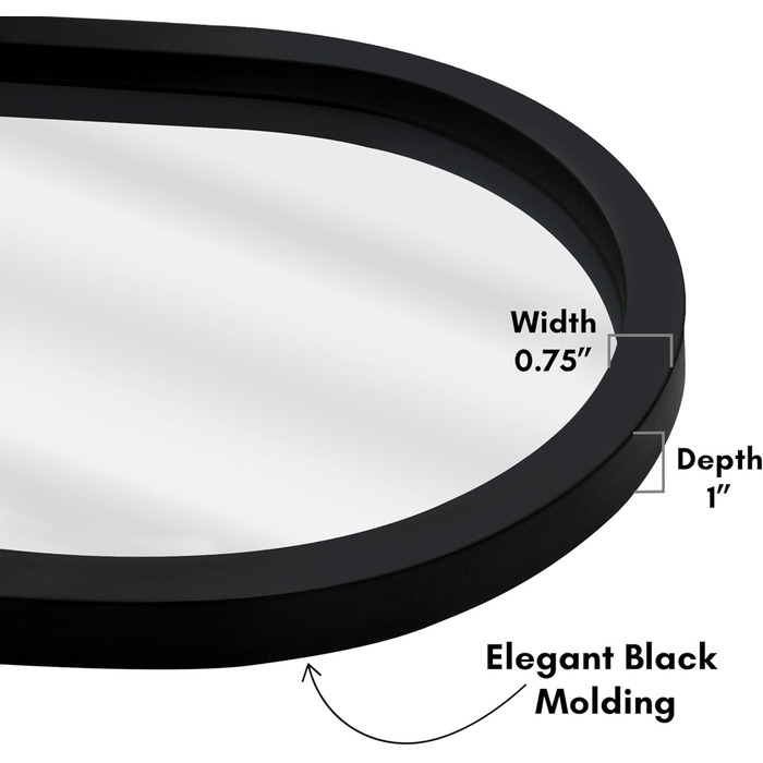 Дзеркало овальне Americanflat Spiegel Oval 30x61 см - чорне, для ванної, вітальні, спальні