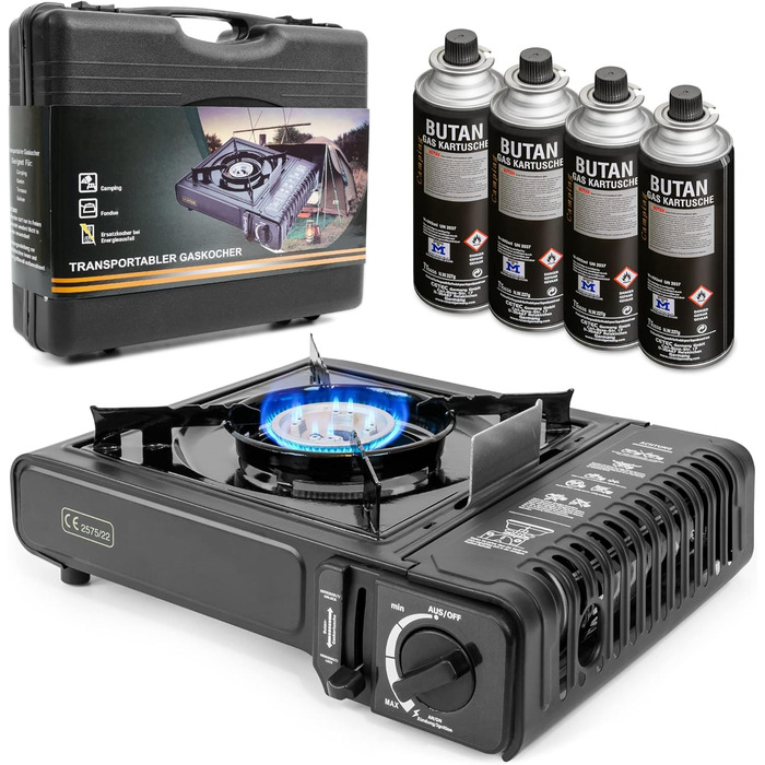 Набір для кемпінгу Greenpoint: газовий балончик з кейсом та 8 картриджів