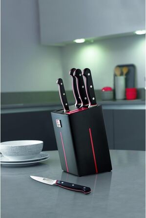 Набір ножів Sheffield Velocity 6-ти частинний, чорний/червоний, з точилкою, преміум якість