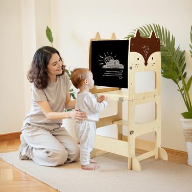 Стілець-лесенка для дітей Labebe Montessori, 3 в 1, з дошками для повідомлень, 92 x 38.5 x 42 см