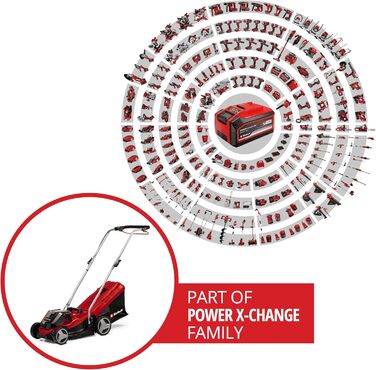 Акумуляторний газонокосарка Einhell GE-CM 36/33 Li Kit Power X-Change (36 В, ширина косіння 33 см, до 250 м², кошик 30 л, висота стрижки 25-65 мм, 2 x 2.5 Ah акумулятори + 2 зарядні пристрої)