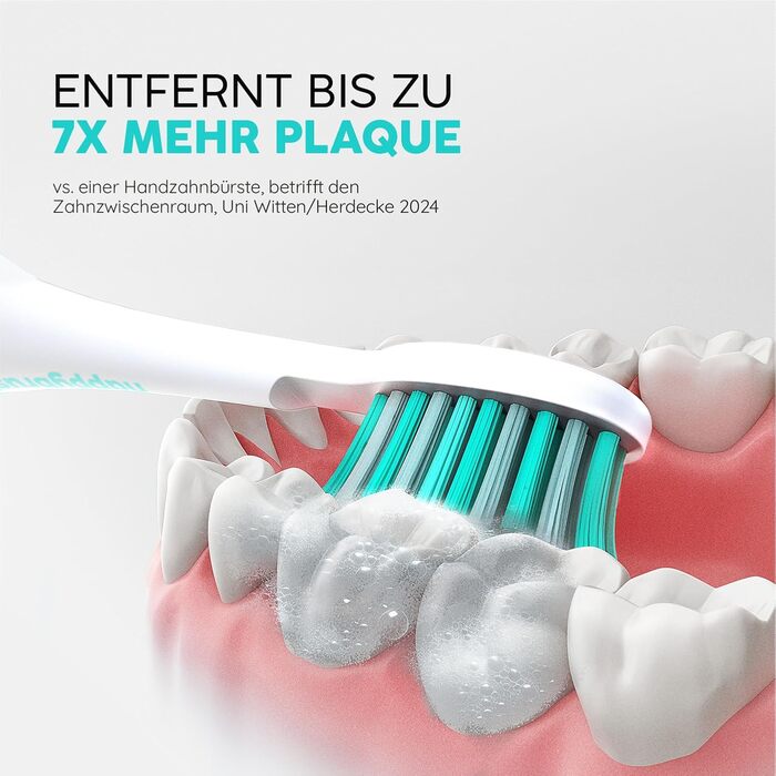 Електрична зубна щітка happybrush Eco VIBE 3 подвійна (чорна/м'ятна та біла/м'ятна) з кейсом для подорожей | 6 тижнів роботи від акумулятора