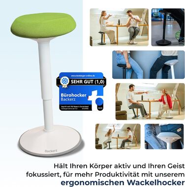 Ергономічний стілець-хокер для офісу та дому, регульована висота 55-80 см, зелений, з ефектом балансування