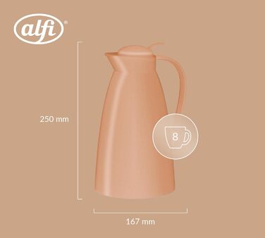 Термос Alfi ECO 1.0л з термоізоляційним скляним вкладишем, пластиковий корпус, кришка з кнопкою, зручний для наливання однією рукою, для кави та чаю, BPA-free (Абрикосовий)