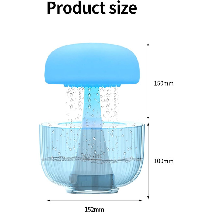 Зволожувач повітря, зволожувач повітря, лампа з дощовими грибами з ароматом і 7 кольорами Світлодіодна лампа дощу, лампа з грибами дощу з краплею води та звуками дощу, зволожувач повітря з краплею води для кімнат, будинку, дитячої кімнати (форма медузи)