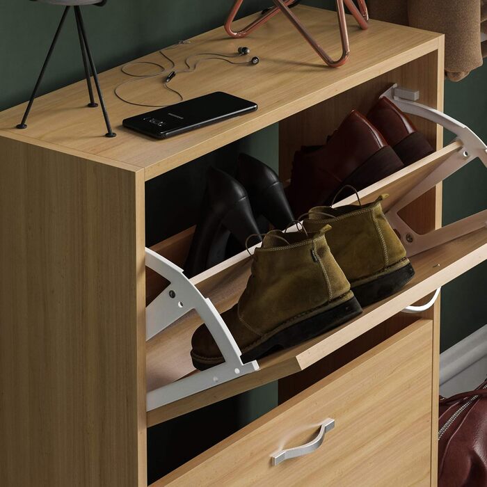 Шкаф для взуття Vida Designs з 2 відкидними полицями, дерев'яний органайзер для взуття, кімнатковий блок з сосни