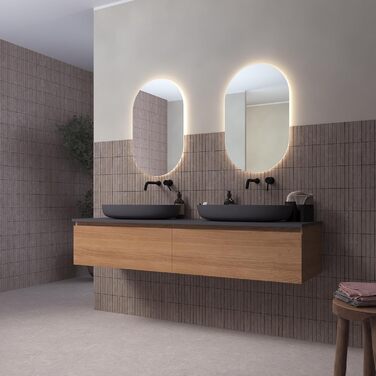 Дзеркало для ванної кімнати Loevschall з LED підсвічуванням, овальне, 80x50 см, регульоване, настінне