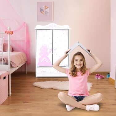 Дитяча шафа-купе Шафа-купе висотою 52 см Навісна шафа Навісна шафа Біла 2-дверна шафа для ляльок (рожева/біла 833)