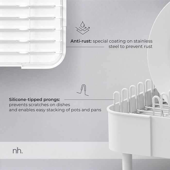 Сушарка для посуду висувна з нержавіючої сталі біла | сучасний мінімалістичний дизайн