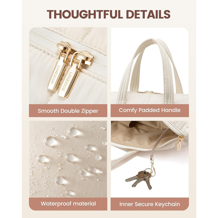 Сумка для ноутбука LOVEVOOK 15.6 дюймів, жіноча, містка, водонепроникна, для роботи, навчання, подорожей