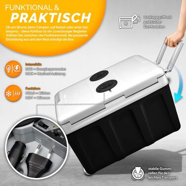 Автомобільний холодильник/термобокс Tillvex електричний 40л на колесах (230V/12V) - охолодження та підігрів, ECO-режим, антрацит