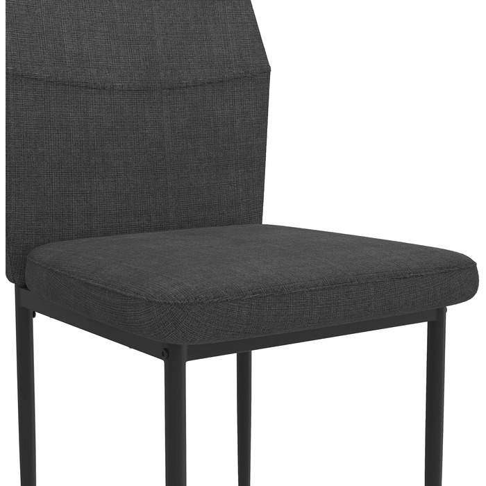Стілець для обідньої кімнати GOLDFAN (4 шт.) з тканини льон, сірий (чорний), сучасний дизайн, з металевими ніжками