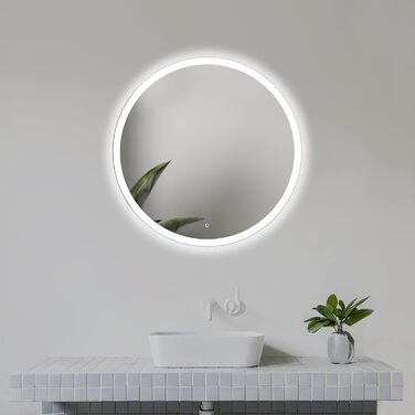 Круглий дзеркало для ванної кімнати 80 см з LED підсвічуванням та сенсорним вимикачем