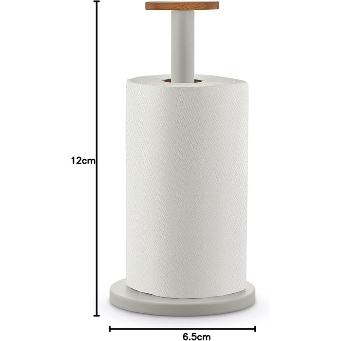 Тримач для паперових рушників Alessi Mattina BG05 R, сталь з епоксидним покриттям та бамбукова ручка, теплий сірий