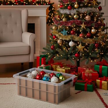 Astor24 Коробки для зберігання ялинкових прикрас 2 шт по 40 л (80 л) - для ялинкових кулі, харчовий пластик, складаються, для різдвяного декору