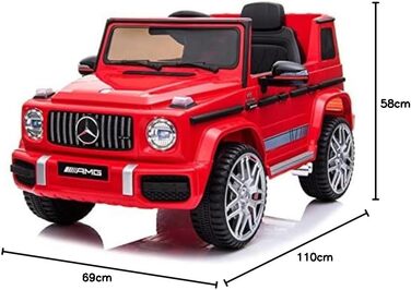 Дитячий електромобіль Mercedes G63 AMG 4x4 180 Вт, шкіряне сидіння, EVA колеса, пульт, 12V, червоний