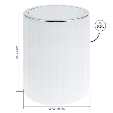 Косметичне відро GAVELLO від bremermann з відкидною кришкою / / пластикове відро для ванни з поглибленням об'ємом 5,5 літра (біле)