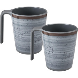 Набір посуду для кемпінгу Melamin для 2 особи, сірий, 8 частин (тарілки та кубки)