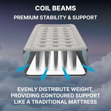 Надувний матрац SleepLux Dream Luxus подвійний з вбудованим насосом, 45.7 см, високий, для гостей, кемпінгу, дому