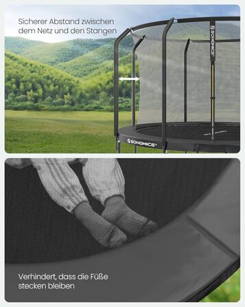 Батут SONGMICS для дітей вуличний Ø305 см з захисною сіткою та драбиною, чорний