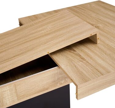 Розсувний обідній стіл Eden, прямокутний, для 6-10 осіб, дерево та чорний колір, 160-200 см