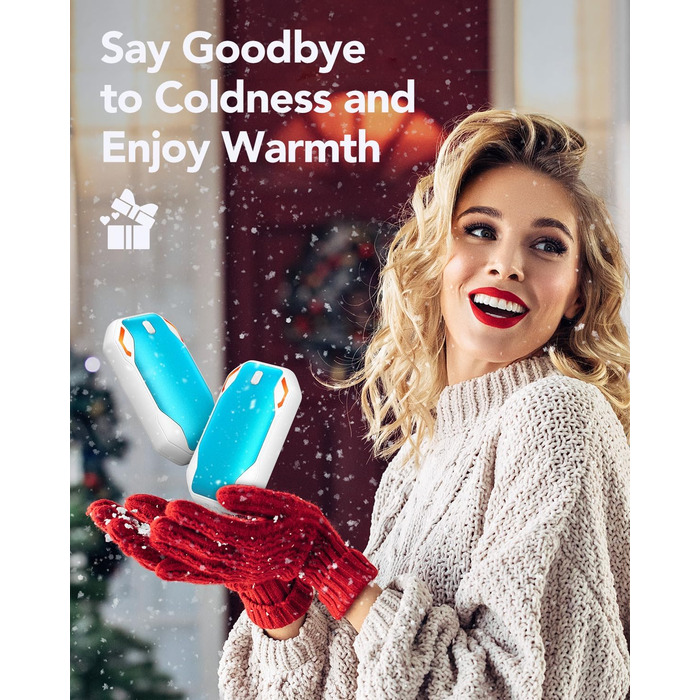 Електричні грілки для рук PHEJIE 2 шт. з 3 режимами нагріву, портативні, для активного відпочинку, кемпінгу, гольфу, подарунок для жінок та чоловіків (синьо-білі)