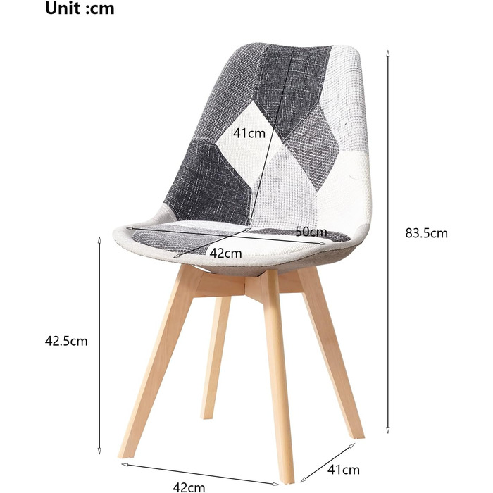 Стільці для їмжі GrandCA HOME: комплект з 4 шт., з масиву буку, в стилі ретро, чорно-білі, для кухні та офісу