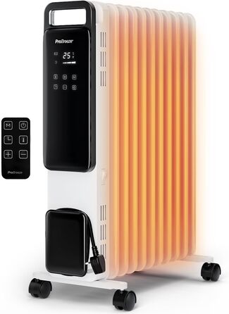 Електричний масляний радіатор Pro Breeze OmniWarm 2500W з 11 ламелями - енергозберігаюча теплова гармата з термостатом, таймером та захистом