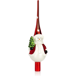 Мереживо для різдвяної ялинки com-four блискуче - мереживо для різдвяної ялинки з натурального скла-мереживо для ялинки зі сніговиком, 28 см (червоний)