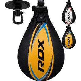 Боксерська груша RDX для дорослих шкіряний комплект, спідбол, підвішений на кронштейні, професійний боксерський мішок для перфорації, обладнання для тренувань з боксу на швидкість (жовтий )