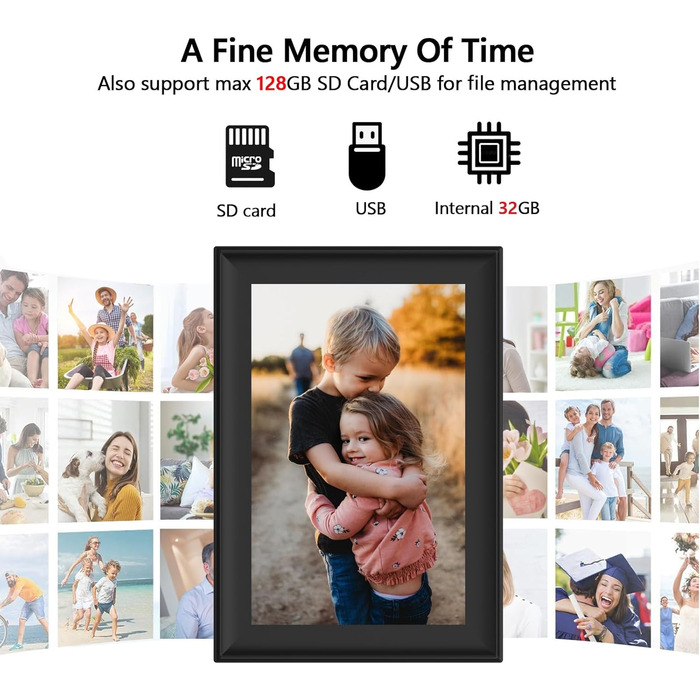 Цифровий фоторамка Frameo з Wi-Fi, 10.1 дюйми, 32GB, сенсорний екран, автоповорот